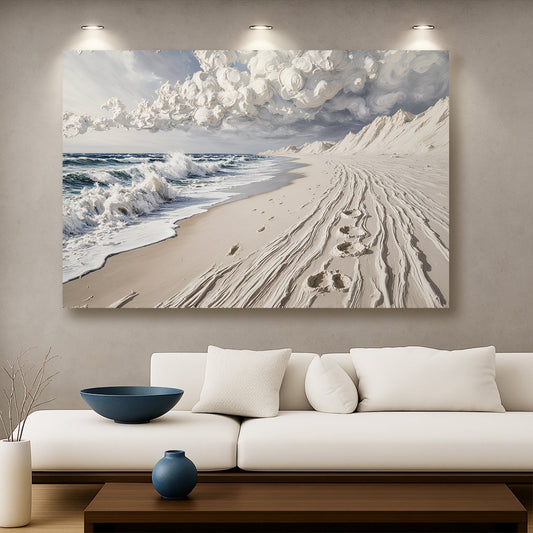 Footprints in the Sand Wall Art - Personalized Canvas Sign | Coastal Home Decor