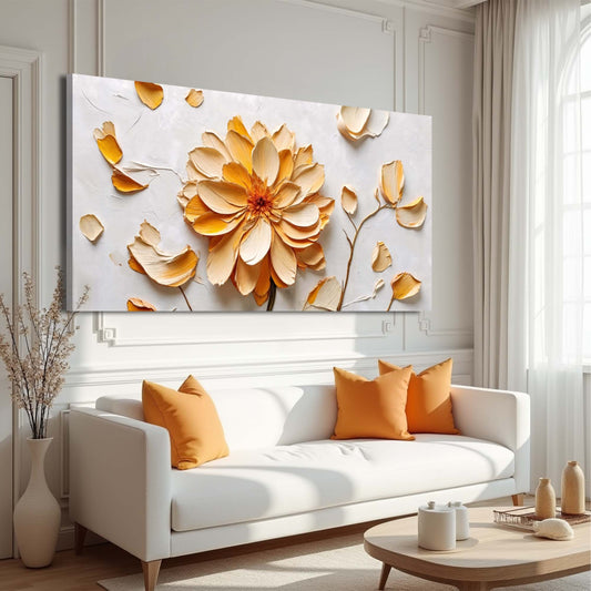 Minimalist Wall Art - Golden Dandelion Abstract Canvas | Ready To Hang