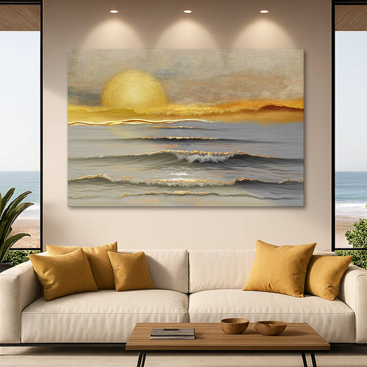 Calm Wall Art - Golden Horizon Crafted Canvas Print | Ready to Hang