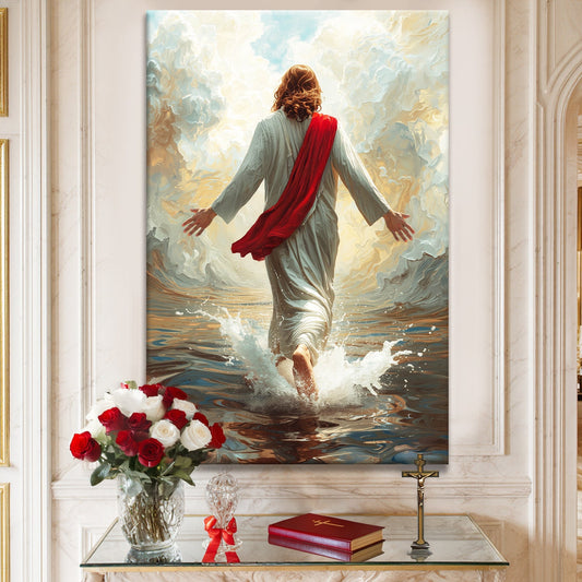 Faith Wall Art - Jesus Christ Walking On Water Christian Canvas Print