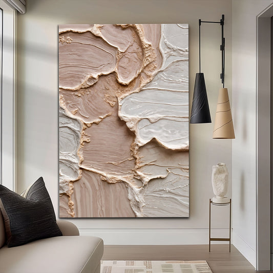 Minimalist Wall Art – Ivory Abstract Canvas with Bright Ink Prints, Ready to Hang