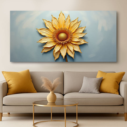 Minimalist Wall Art - Golden Dandelion Abstract Canvas | Personalized Floral Decor