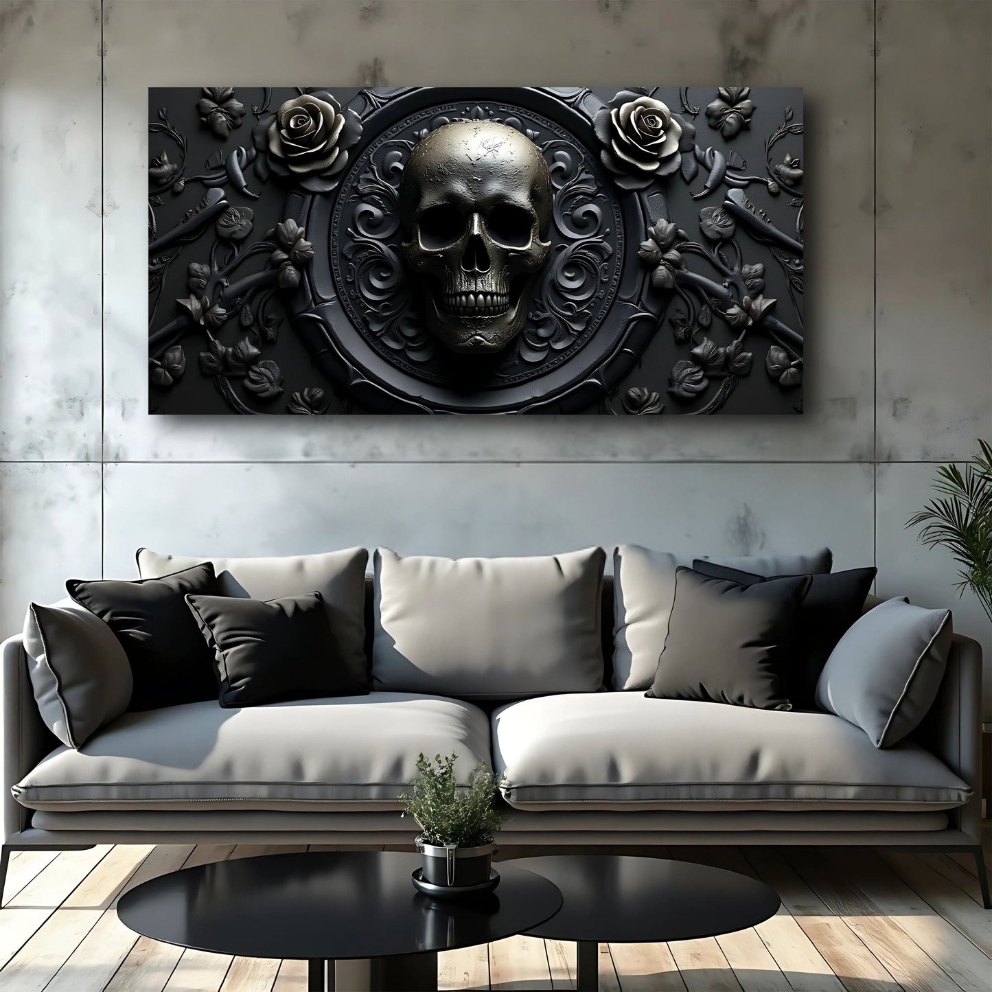 3D Rose Wall Art – Floral Skull Canvas | Personalized Canvas Sign, Ready to Hang