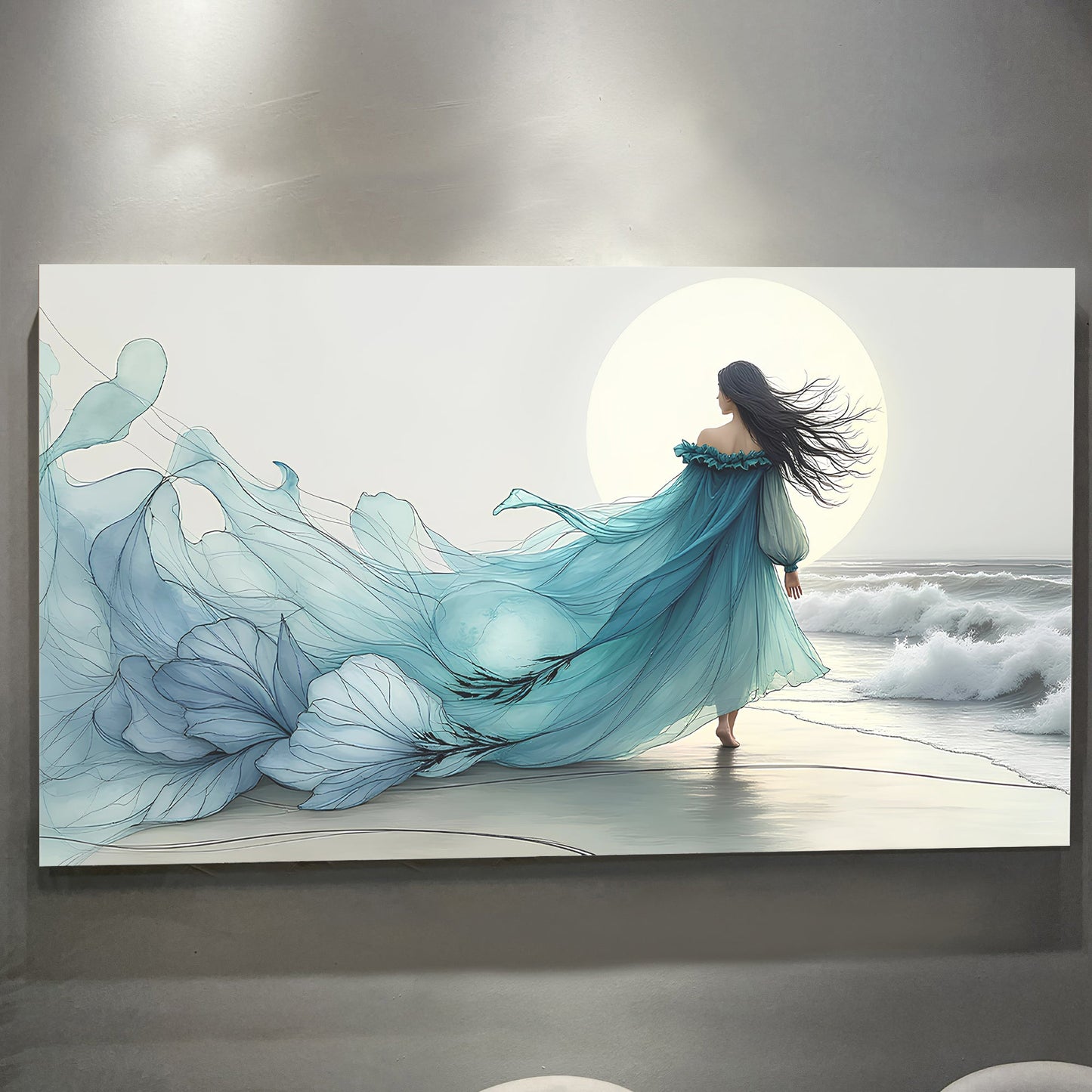 Abstract Wall Art – Swirling Winds Ocean Canvas | Personalized Ready to Hang