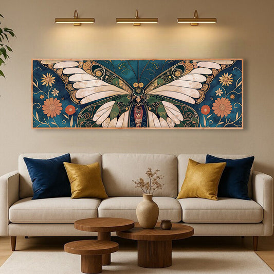 Vintage Butterfly Wall Art - Abstract Canvas Decor, Ready to Hang, USA Made