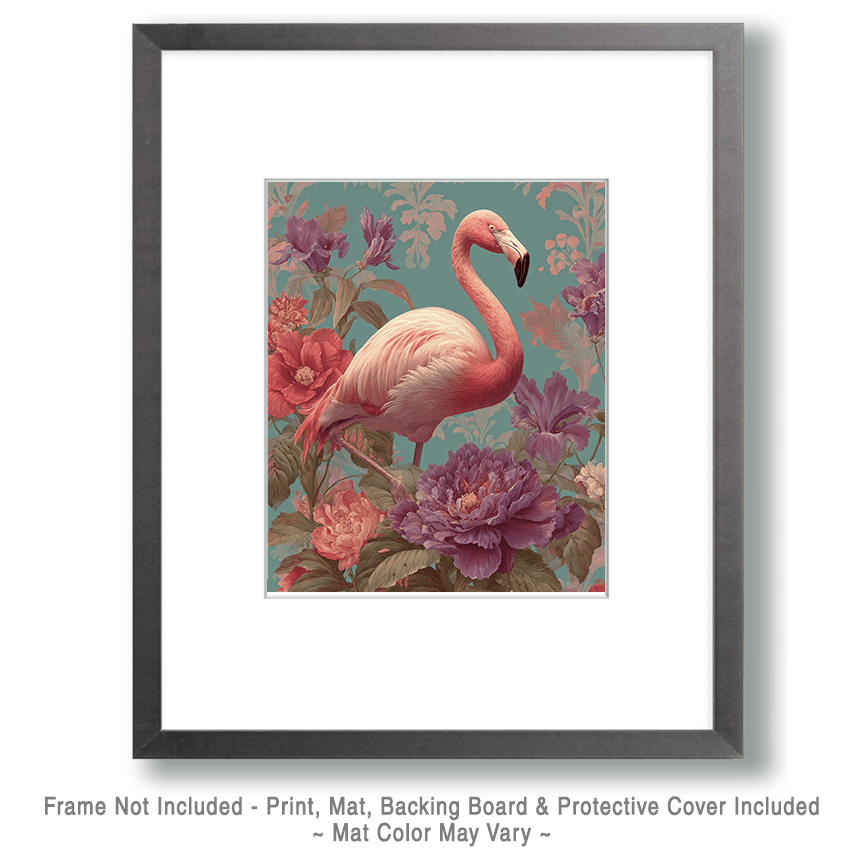 Art Nouveau Flamingo - Zoo Animals - Biophilic Wildlife Art Print - 8"x10" Artwork for 11"x14" Frame