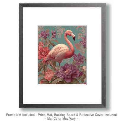 Art Nouveau Flamingo - Zoo Animals - Biophilic Wildlife Art Print - 8"x10" Artwork for 11"x14" Frame