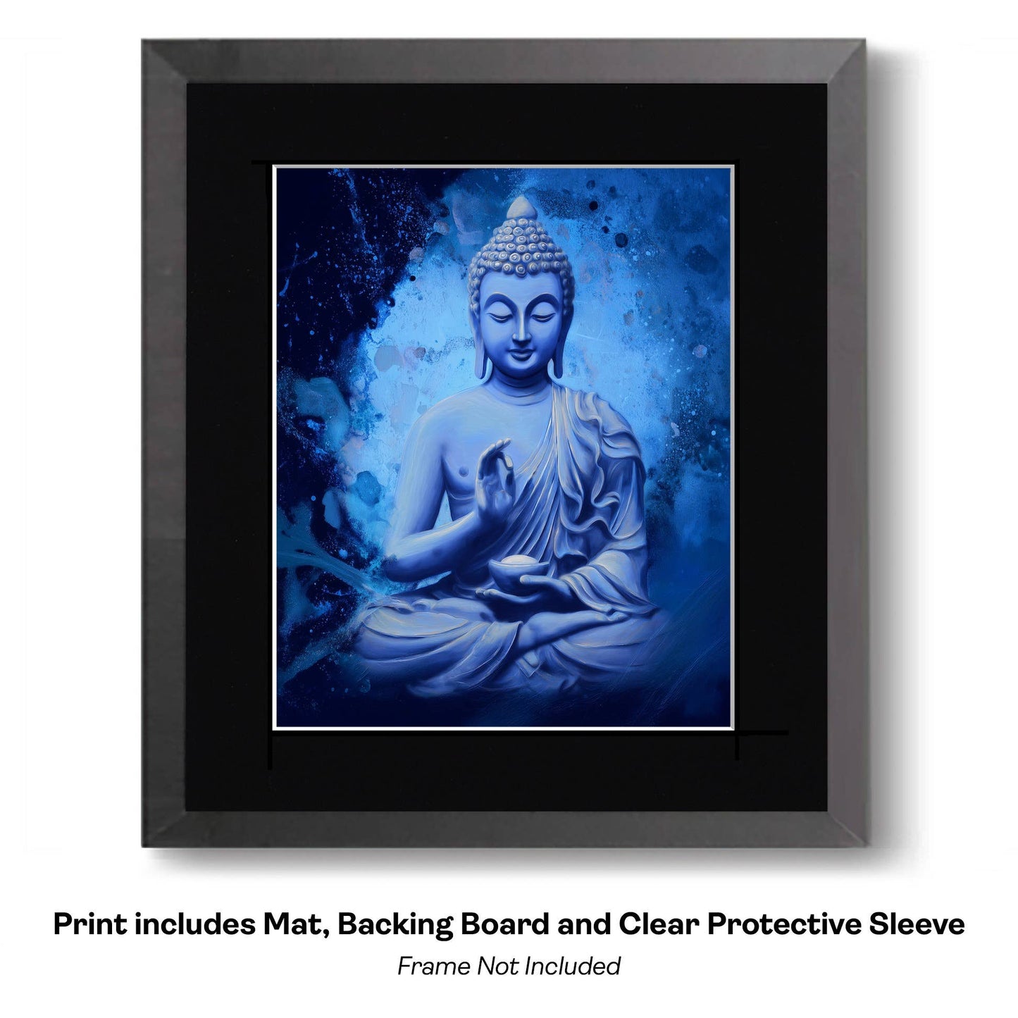 Buddha Mural - Zen Art for Meditation Home Decor Wall Art Prints – 8″x10″ Artwork – 11″x14″ Beveled Mat