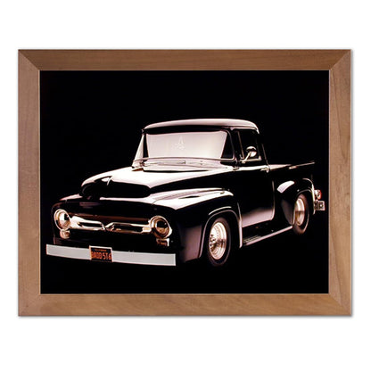 1956 Black F-100 Ford Pickup Truck Wall Picture Honey Framed Art Print