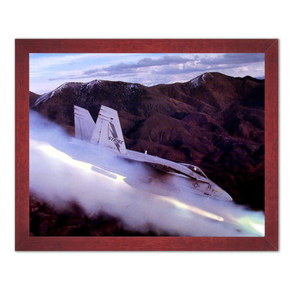 FA-18 Hornet Firing Missiles Military Aircraft Jet Airplane Picture Framed Art Print