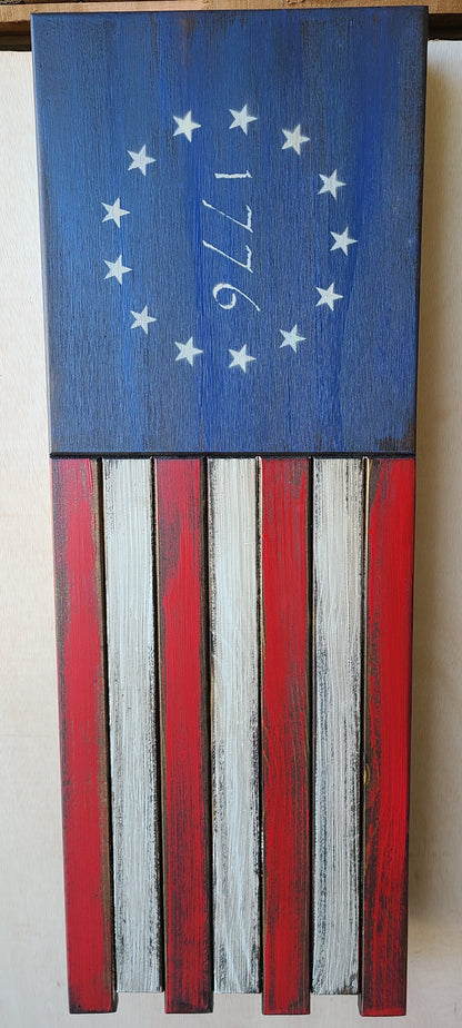 Long Slim “Half” American Flag Wooden Gun Storage Case