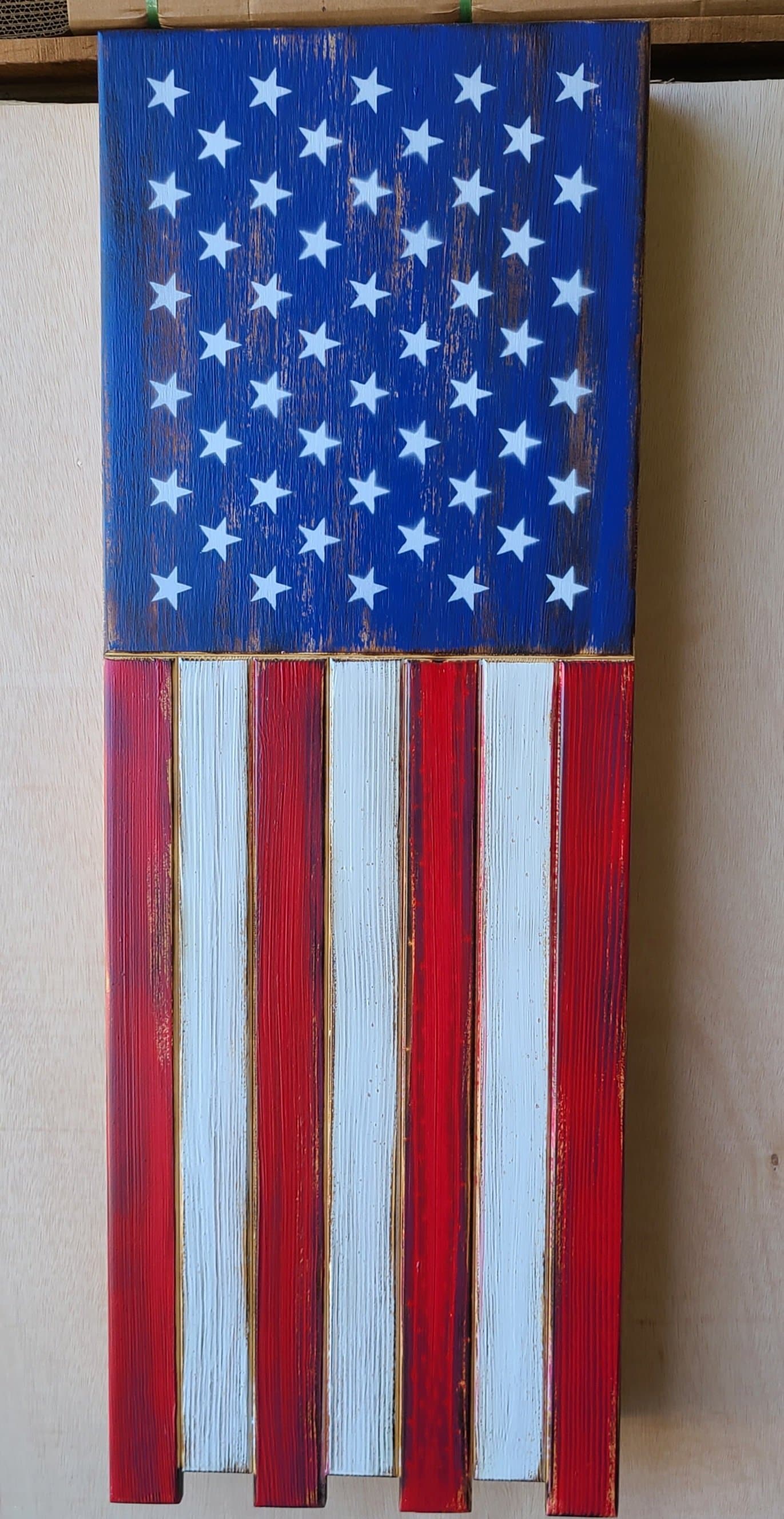 Long Slim “Half” American Flag Wooden Gun Storage Case
