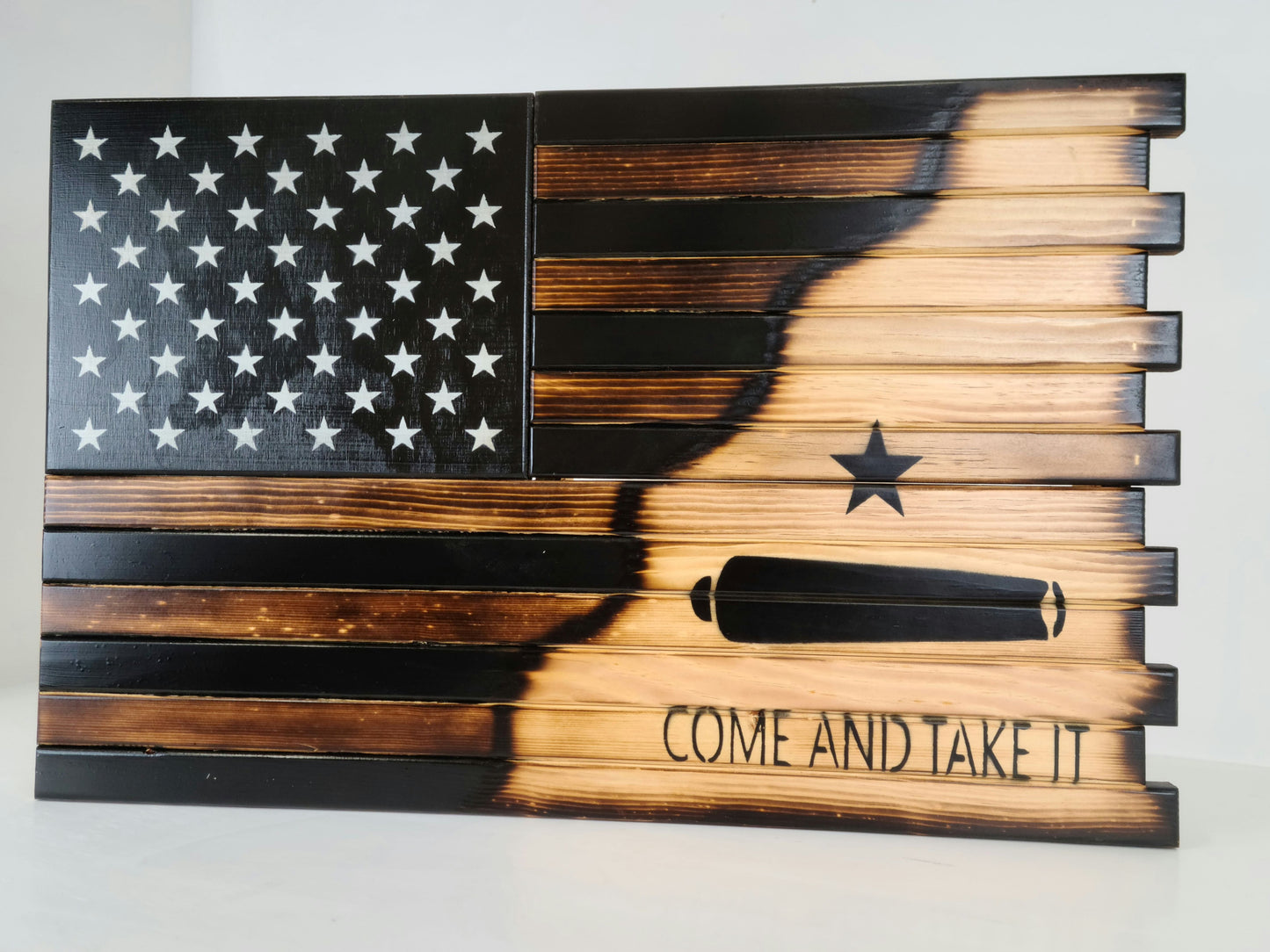 Small 2 Compartment Gun Case - Half Flag & Half Logo Designs