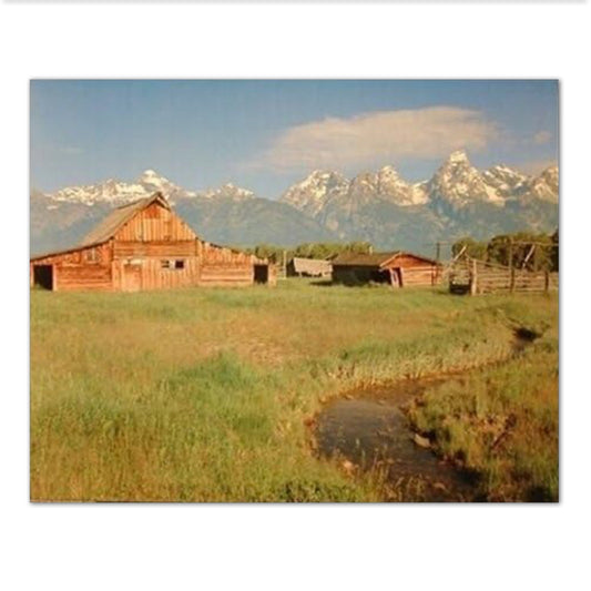 Historic Old Wood Barn in The Grand Teton Mountains Lake Landscape Wall Picture 16x20 Art Print
