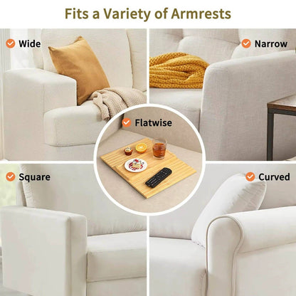 Bamboo Couch Cup Holder Arm Tray for Snack and Phone