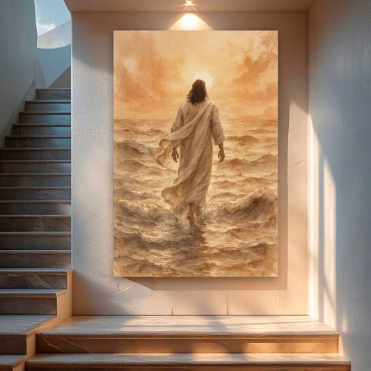 Faith Wall Art - Jesus Walking On Water Christian Canvas Print Artwork