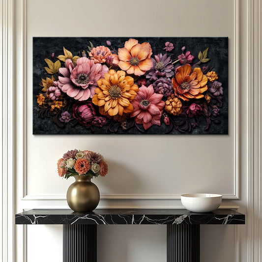 Floral Wall Art - Colorful Flower Decor Canvas Print With Bright Ink