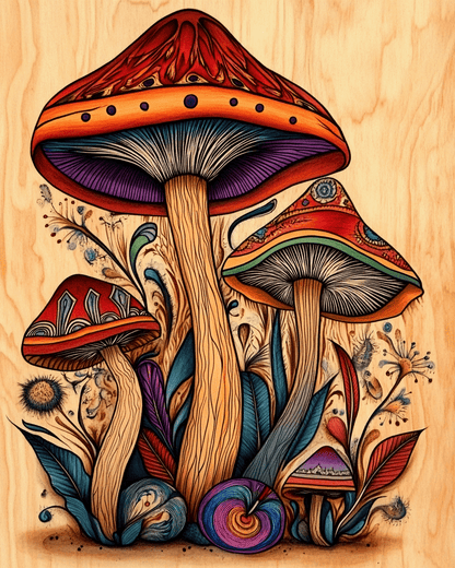 60's Shroom Art - Mushroom Art Prints - 8"x10" Art Print for 11"x14" Frame