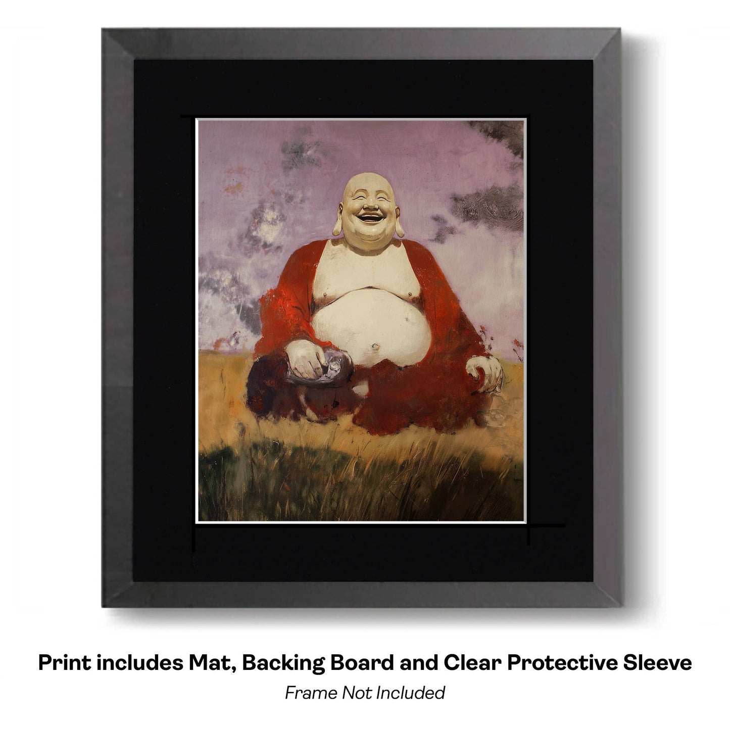 Buddha Mural - Zen Art for Meditation Home Decor Wall Art Prints – 8″x10″ Artwork – 11″x14″ Beveled Mat