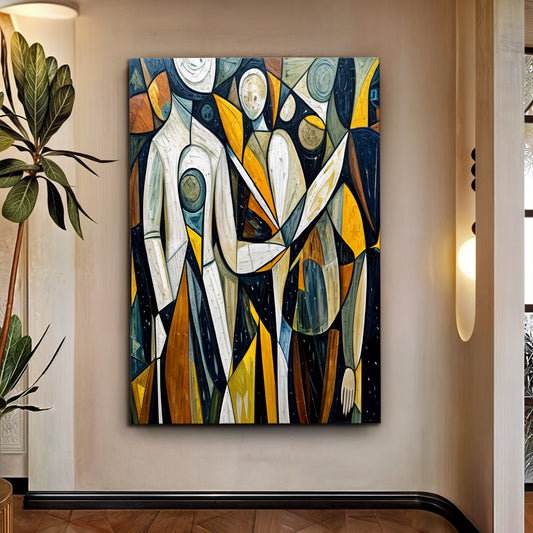Abstract Wall Art – Human Connection Canvas Wall Decor Ready to Hang