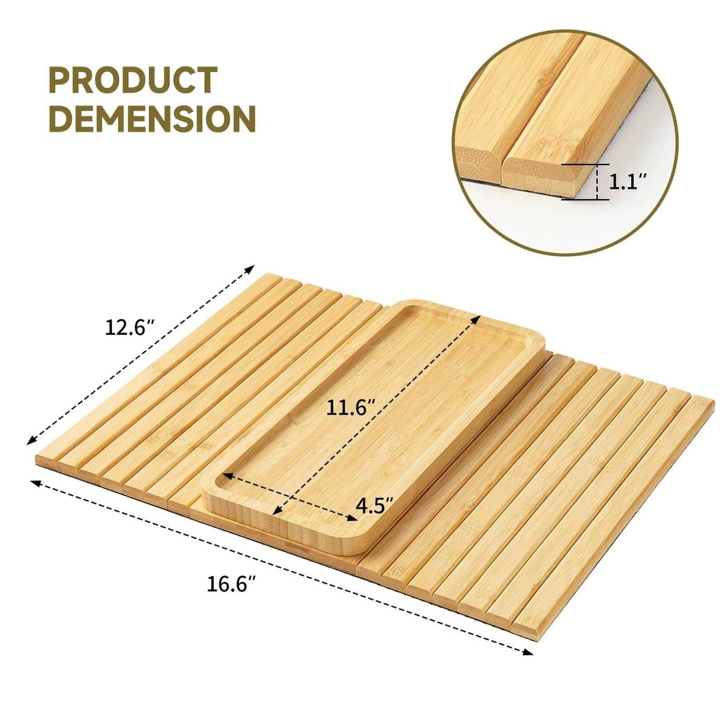 Bamboo Couch Cup Holder Arm Tray for Snack and Phone
