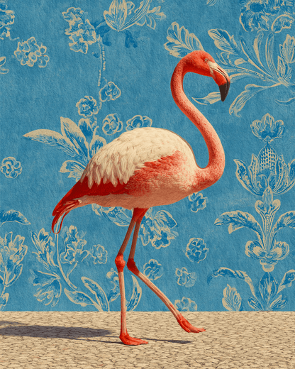 Art Nouveau Flamingo - Zoo Animals - Biophilic Wildlife Art Print - 8"x10" Artwork for 11"x14" Frame