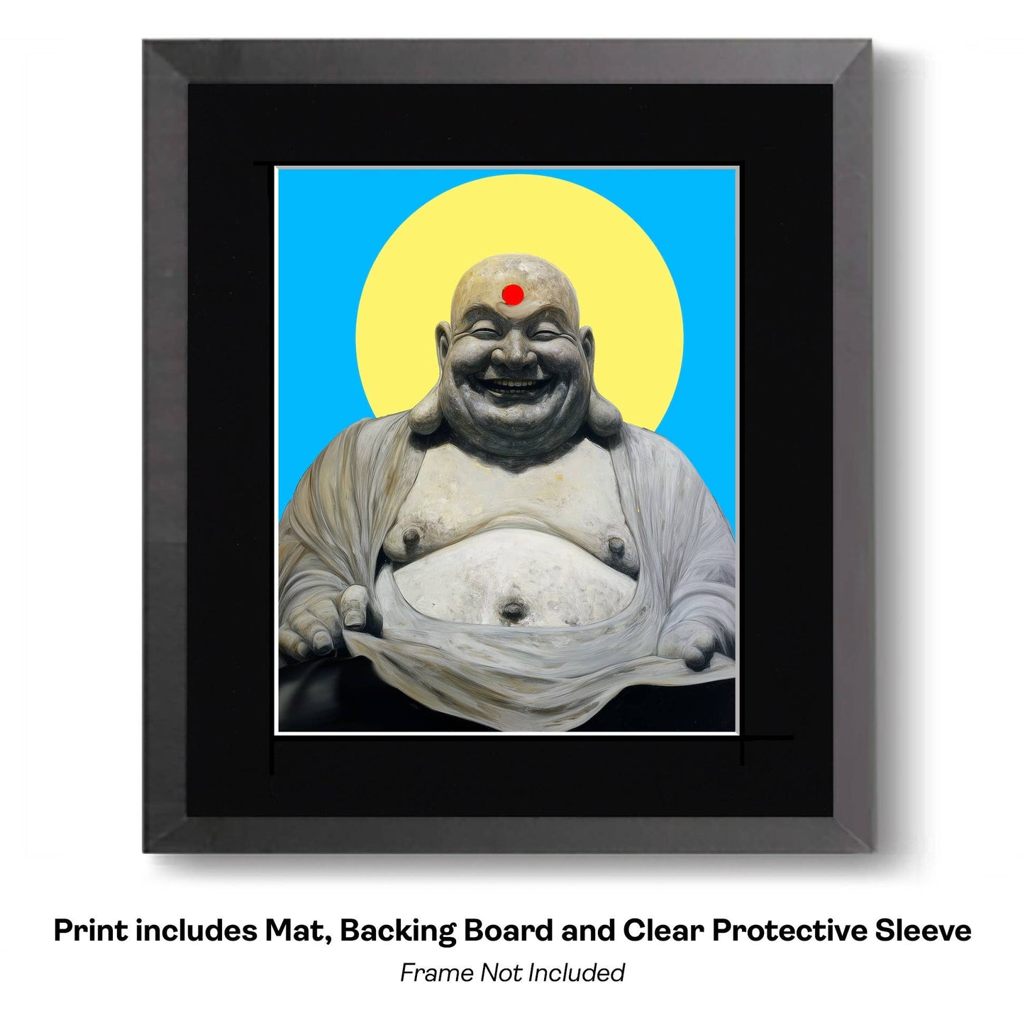 Buddha Mural - Zen Art for Meditation Home Decor Wall Art Prints – 8″x10″ Artwork – 11″x14″ Beveled Mat