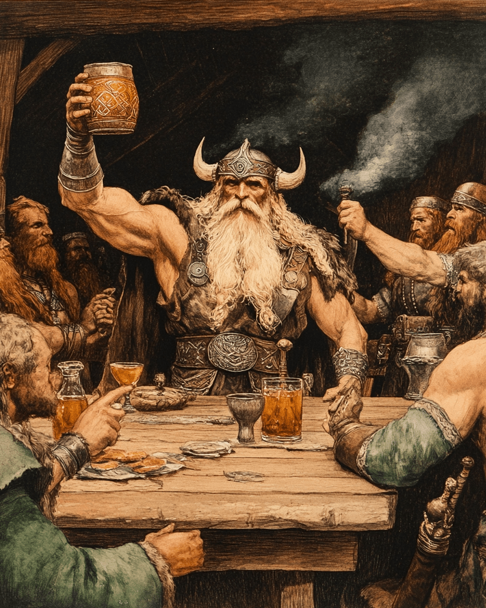 Odin Giving a Toast - Odin the Norse God Wall Art Prints – 8″x10″ Artwork for 11″x14″ Frame