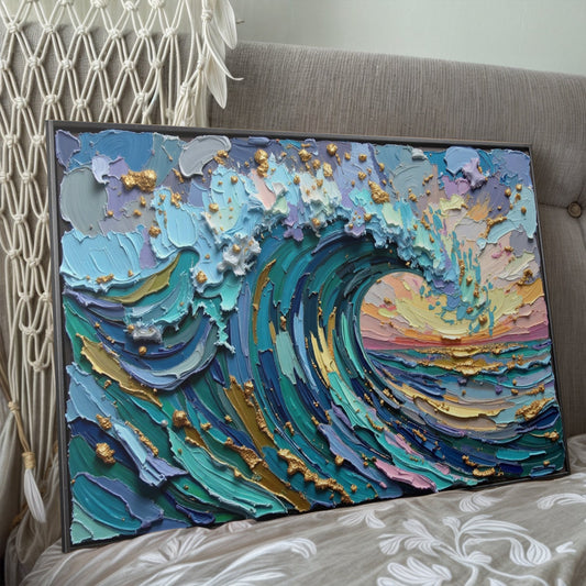 Golden Tide Wall Art - Personalized Coastal Canvas Decor | Ready to Hang