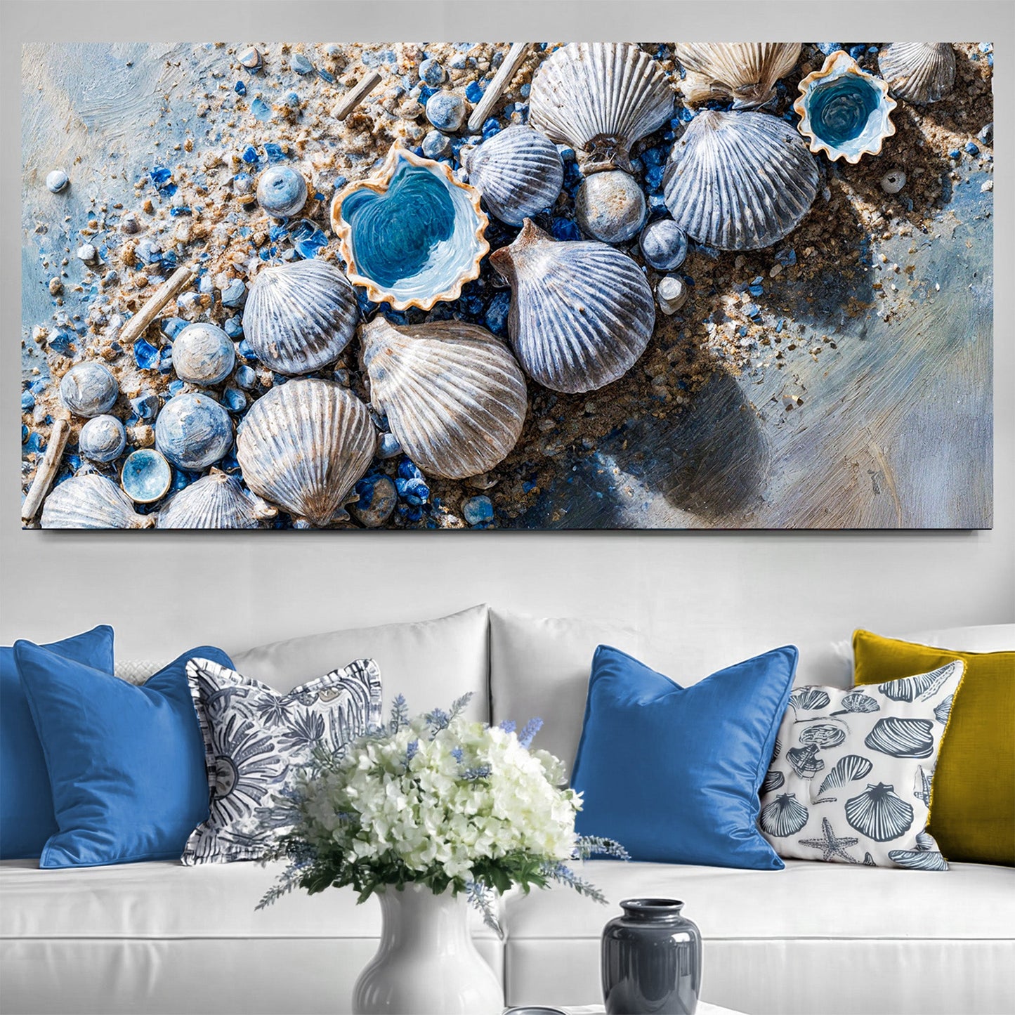 Coastal Wall Art - Modern Sea Shell Canvas | Personalized Beach Theme Decor