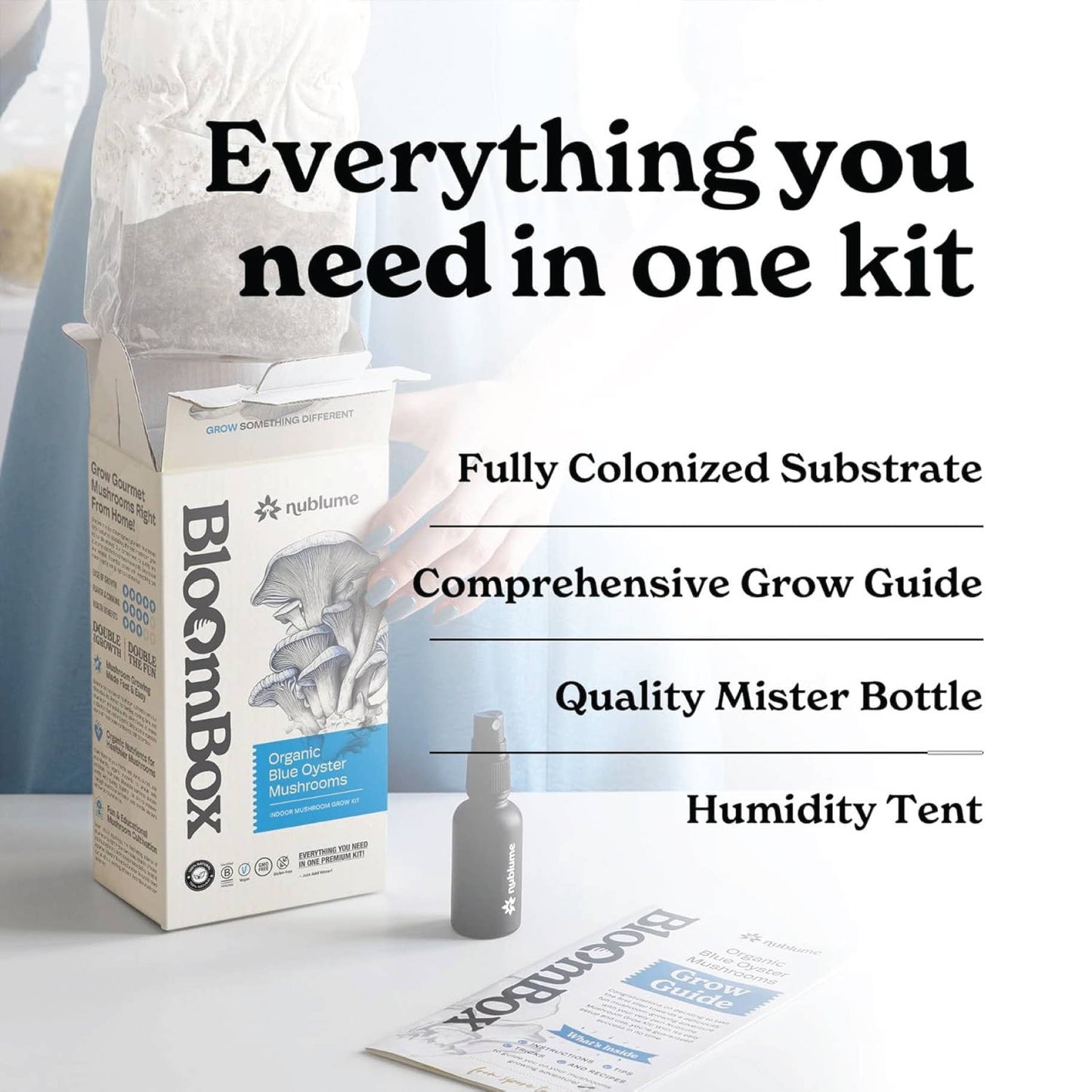 Blue Oyster Mushroom Grow Kit | Indoor DIY Garden Kit