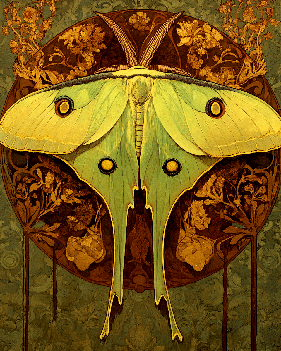 Deco Luna Moth - Insect Wall Art Prints – 8″x10″ Artwork for 11″x14″ Frame