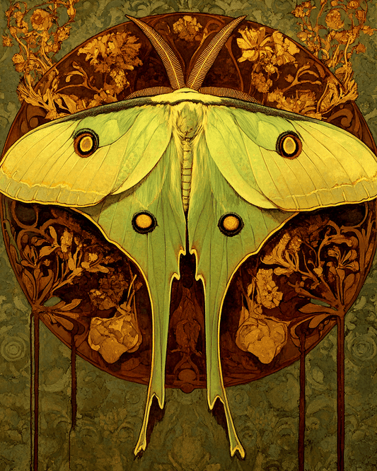 Deco Luna Moth - Insect Wall Art Prints – 8″x10″ Artwork for 11″x14″ Frame