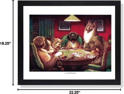 Dogs Playing Poker #5 A Waterloo Man CAVE Art Print 16x20 Black Fame + Glass (Waterloo)