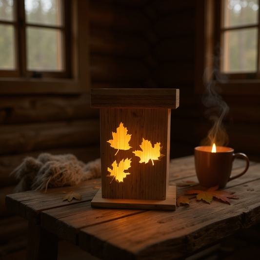 Handcrafted Maple Leaf Lantern – Rustic Autumn Glow