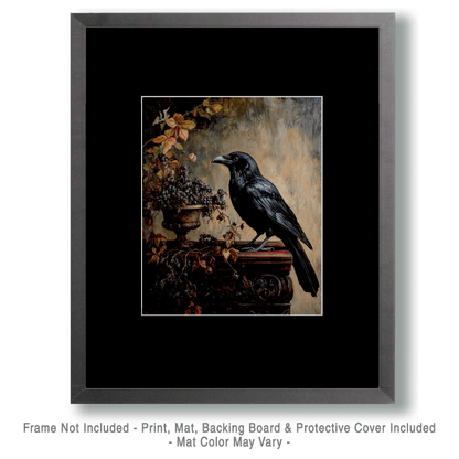 Vintage Raven - Animal Still Life Wall Art Prints – 8″x10″ Artwork for 11″x14″ Frame