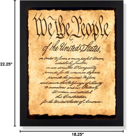 "We The People" Preamble to Constitution Democracy Bill of Rights Black Framed Art Print 16x20