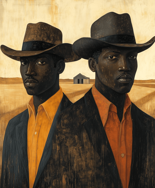 Cowboy Folk Art Primitive Painting - Cowboy Western Art Prints 8"x10" Artwork