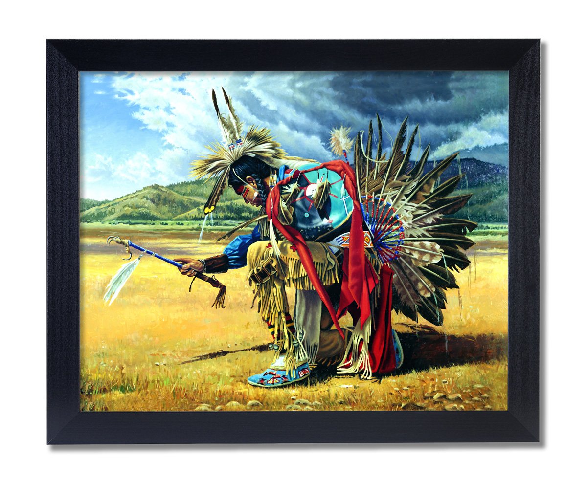 Native American Indian Rain Dancer On Prairie Wall Picture