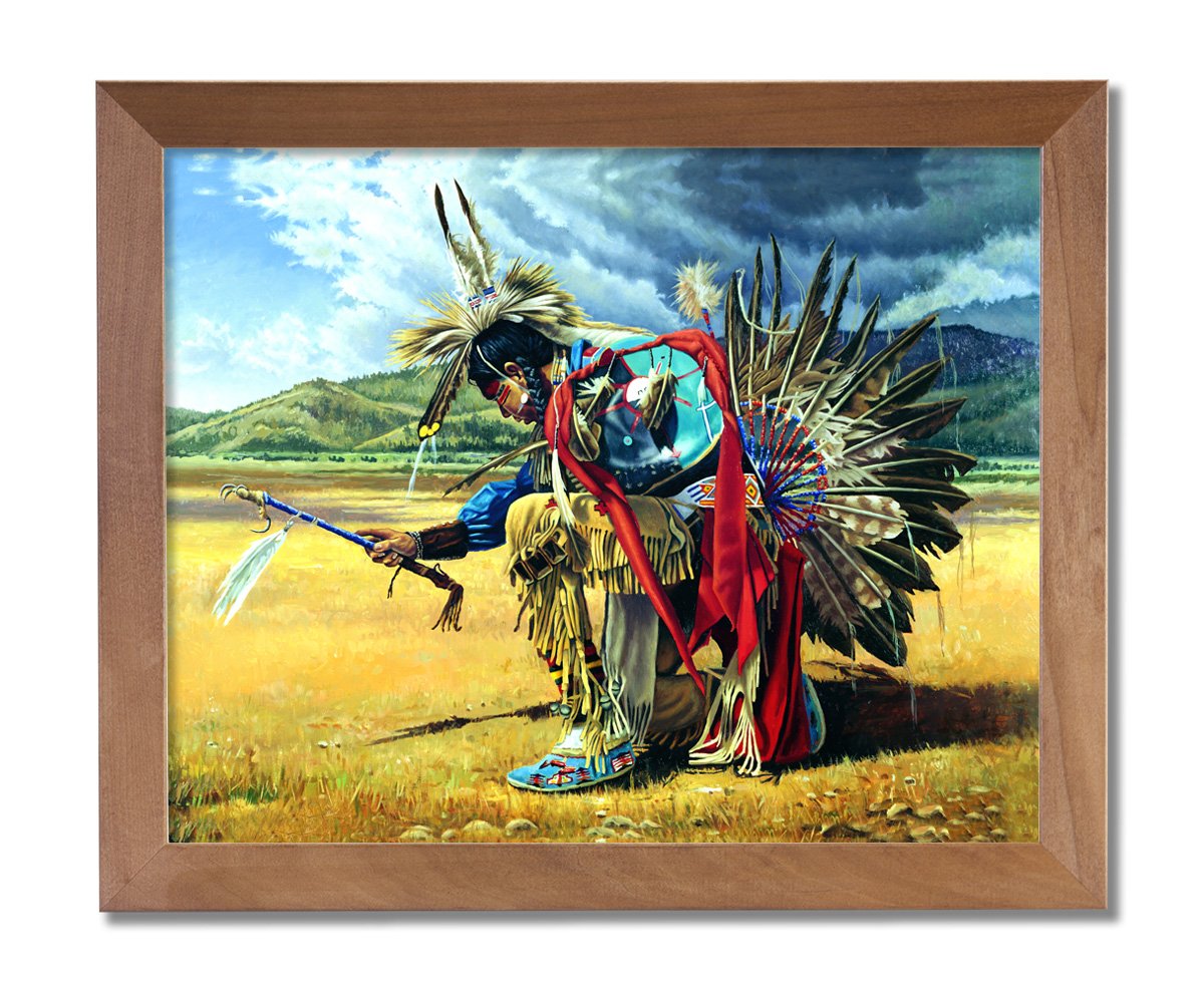 Native American Indian Rain Dancer On Prairie Wall Picture