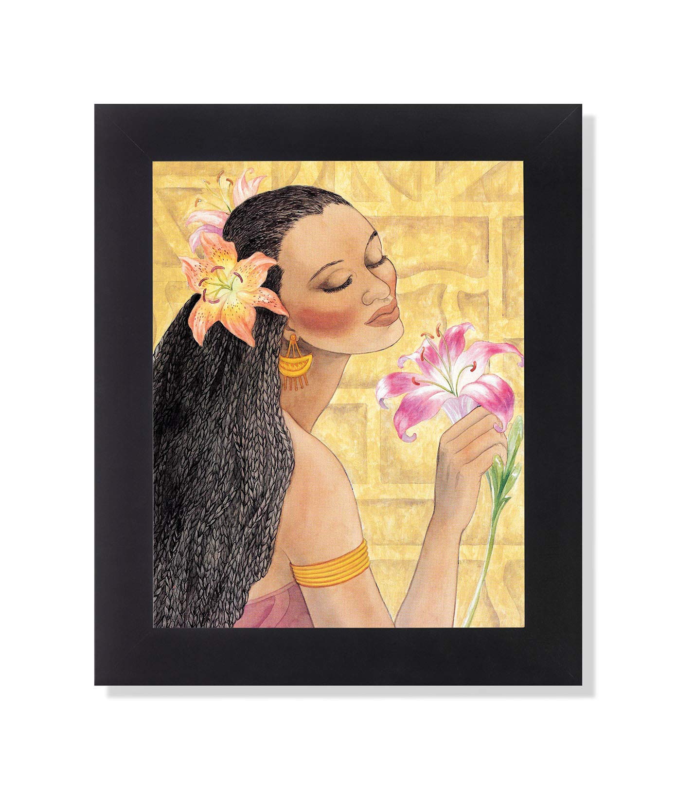 African American Flowers and Girl Contemporary Wall Picture Framed 8x10 Art Print