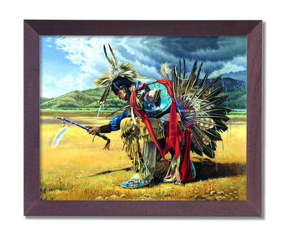 Native American Indian Rain Dancer On Prairie Wall Picture