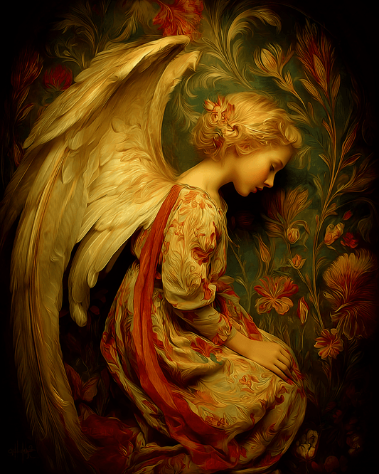 Classic Nouveau Angel Art Print - 8"x10" Artwork