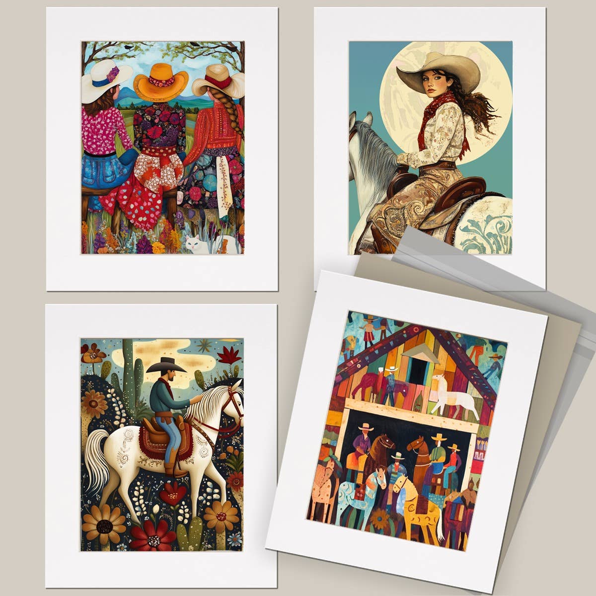 Handsome Cowboy Trio - Cowboy Western Art Prints 8"x10" Artwork