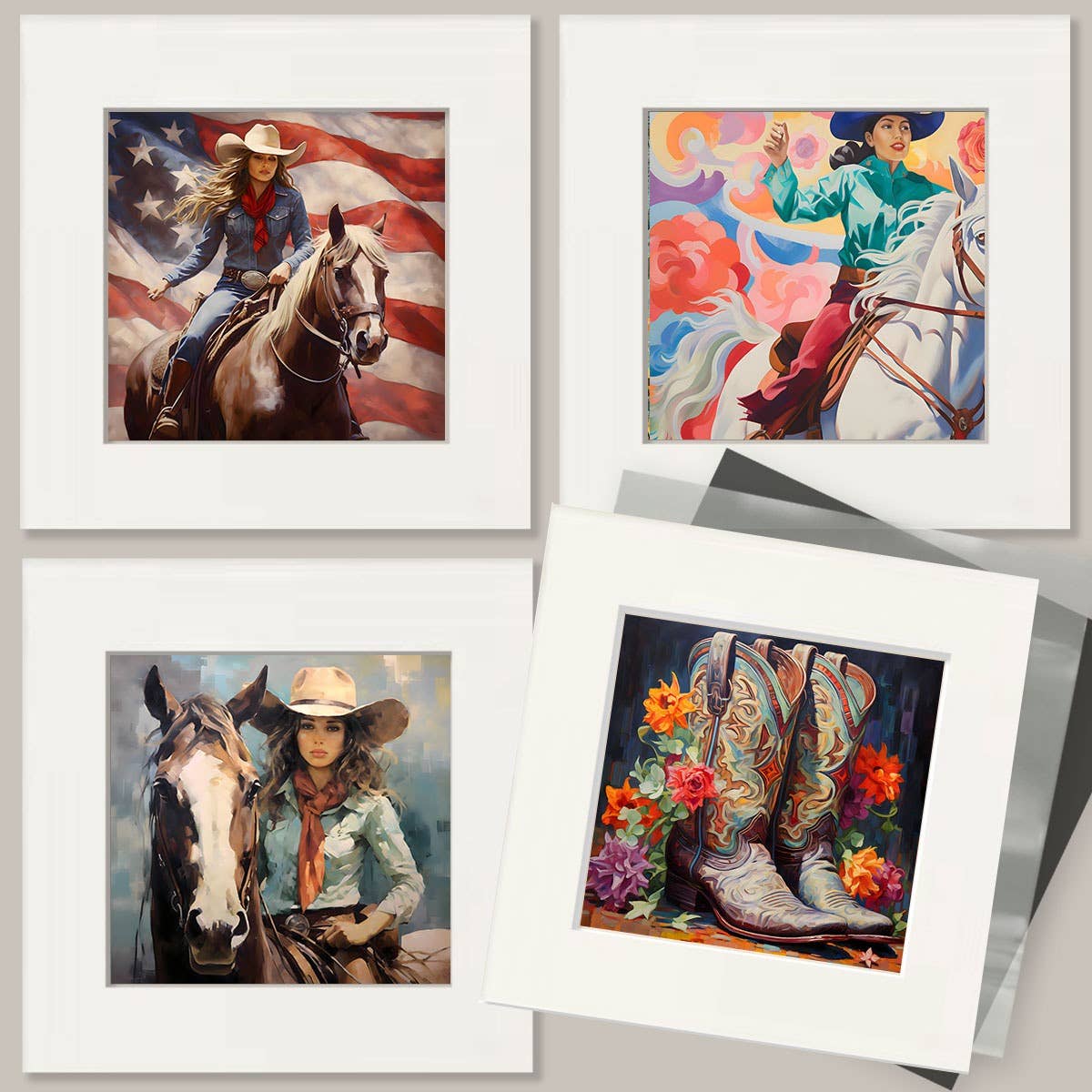 Cowboy Cat Dude - Wall Art Print - Coastal Cowgirl  8"x10" Artwork - 11"x14" Mat