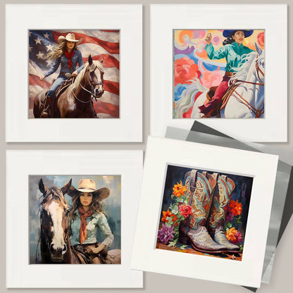 Cowboy Cat Dude - Wall Art Print - Coastal Cowgirl  8"x10" Artwork - 11"x14" Mat