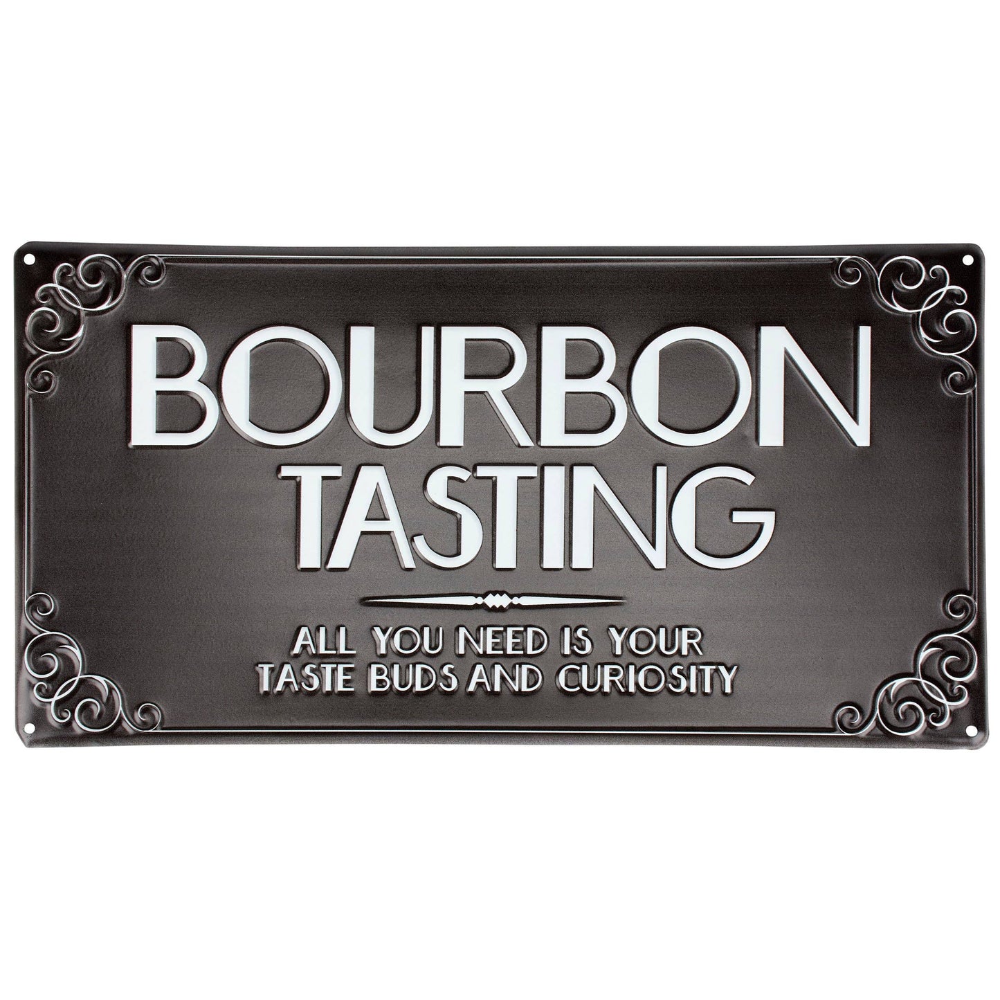 Bourbon Tasting Wall Decor - Vintage Bar Decor Metal Sign With Embossed Details