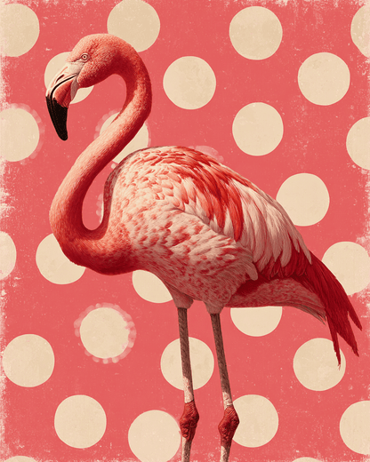 Art Nouveau Flamingo - Zoo Animals - Biophilic Wildlife Art Print - 8"x10" Artwork for 11"x14" Frame