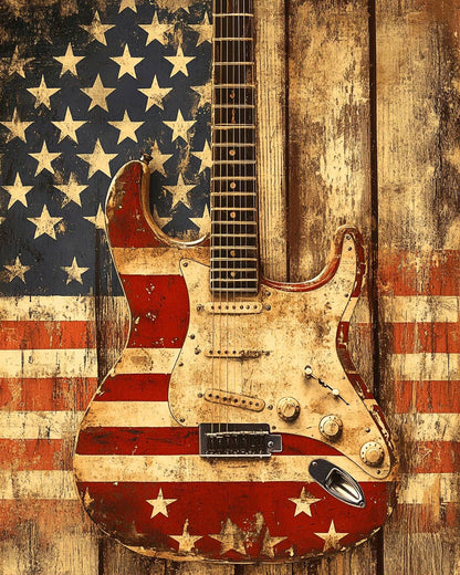 Electric Guitar - American USA Patriotic Wall Art Prints - 8"x10" Art Print for 11"x14" Frame