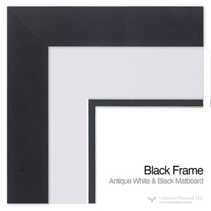 Daily Bread Man Praying at Table Grace 13x16 W/B Matted Black Framed Art Print